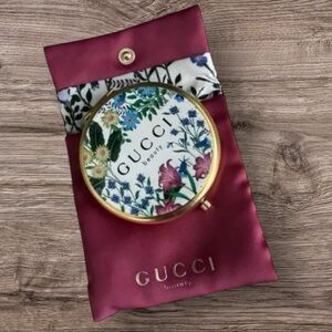 Gucci Burgundy Floral Compact Mirror